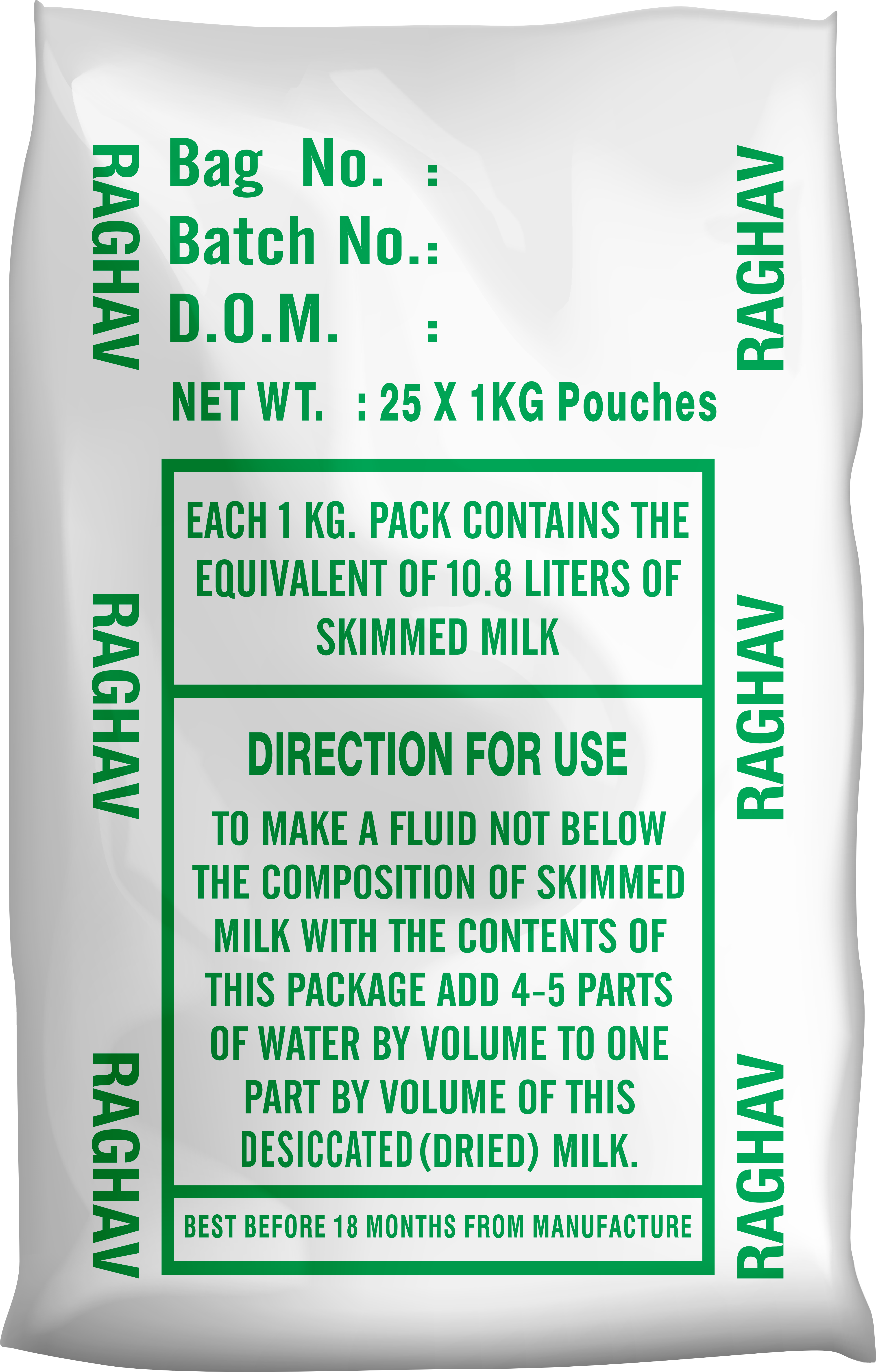 Raghav Skimmed Milk Powder 25 Kg Pack
