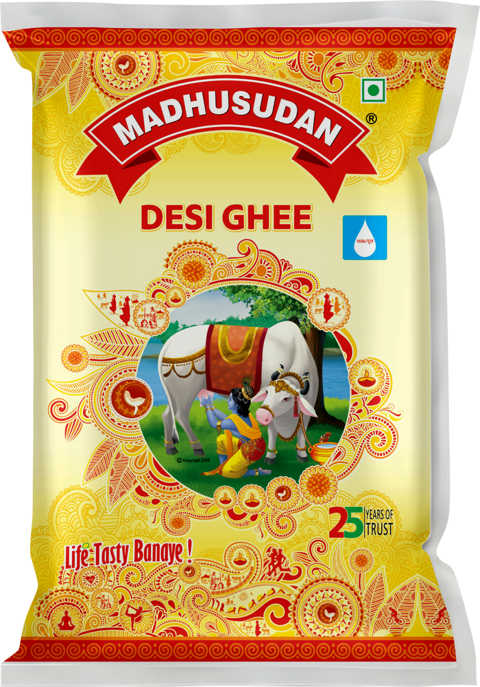 Madhusudan Desi Ghee 1 ltr Poly Pack – Creamy Foods