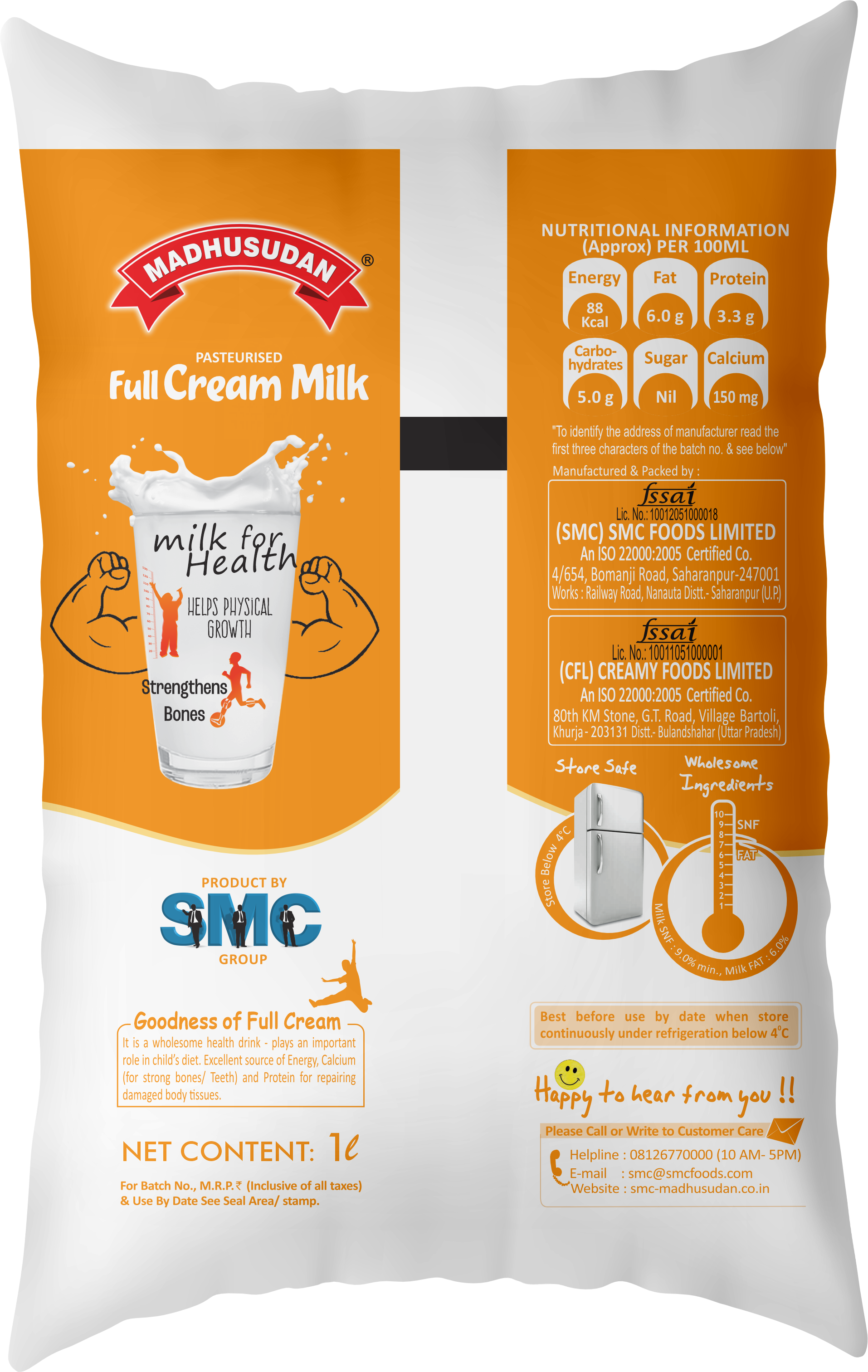 Madhusudan Full Cream Milk 1 ltr Pack