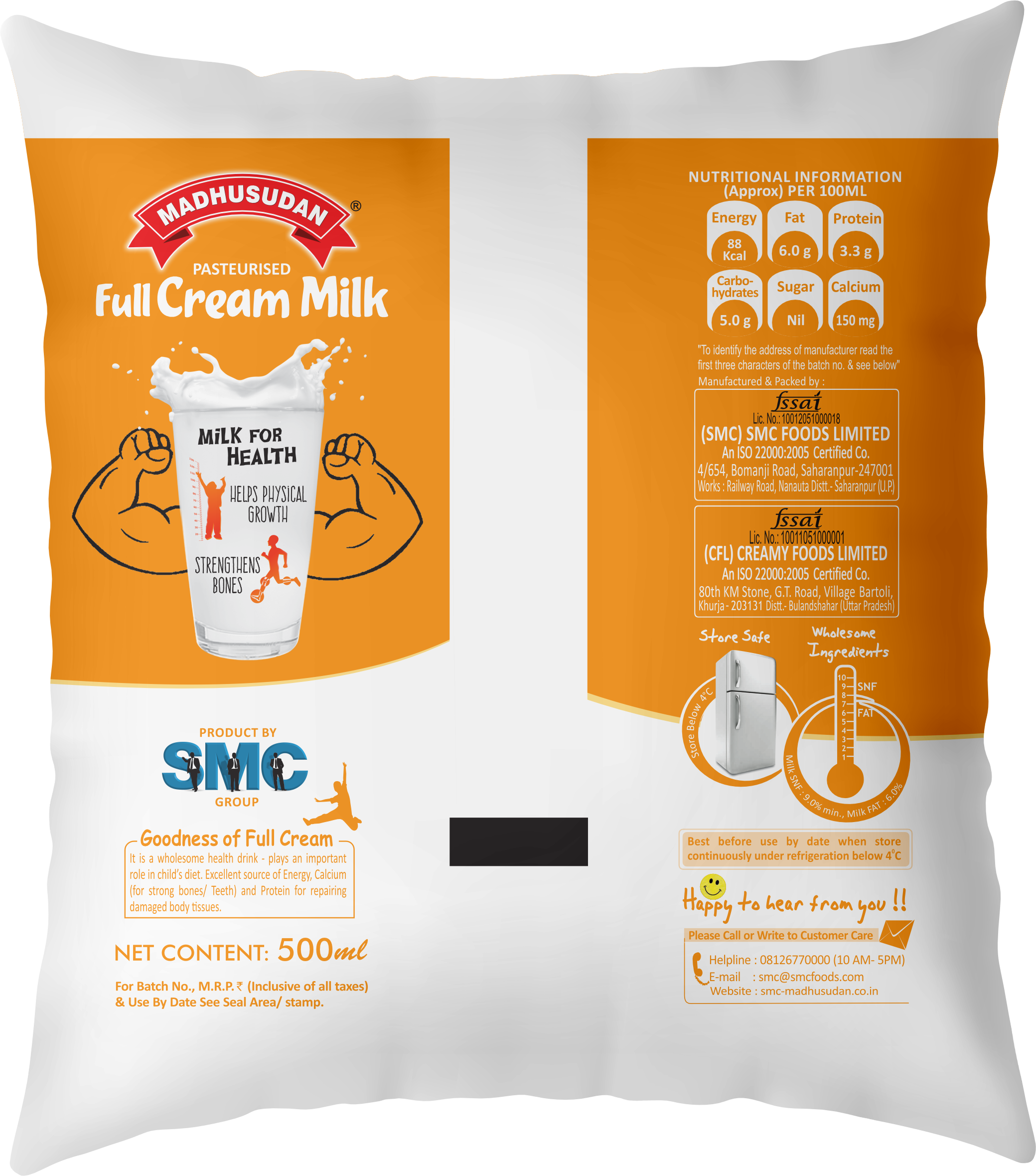 Madhusudan Full Cream Milk 500 ml Pack
