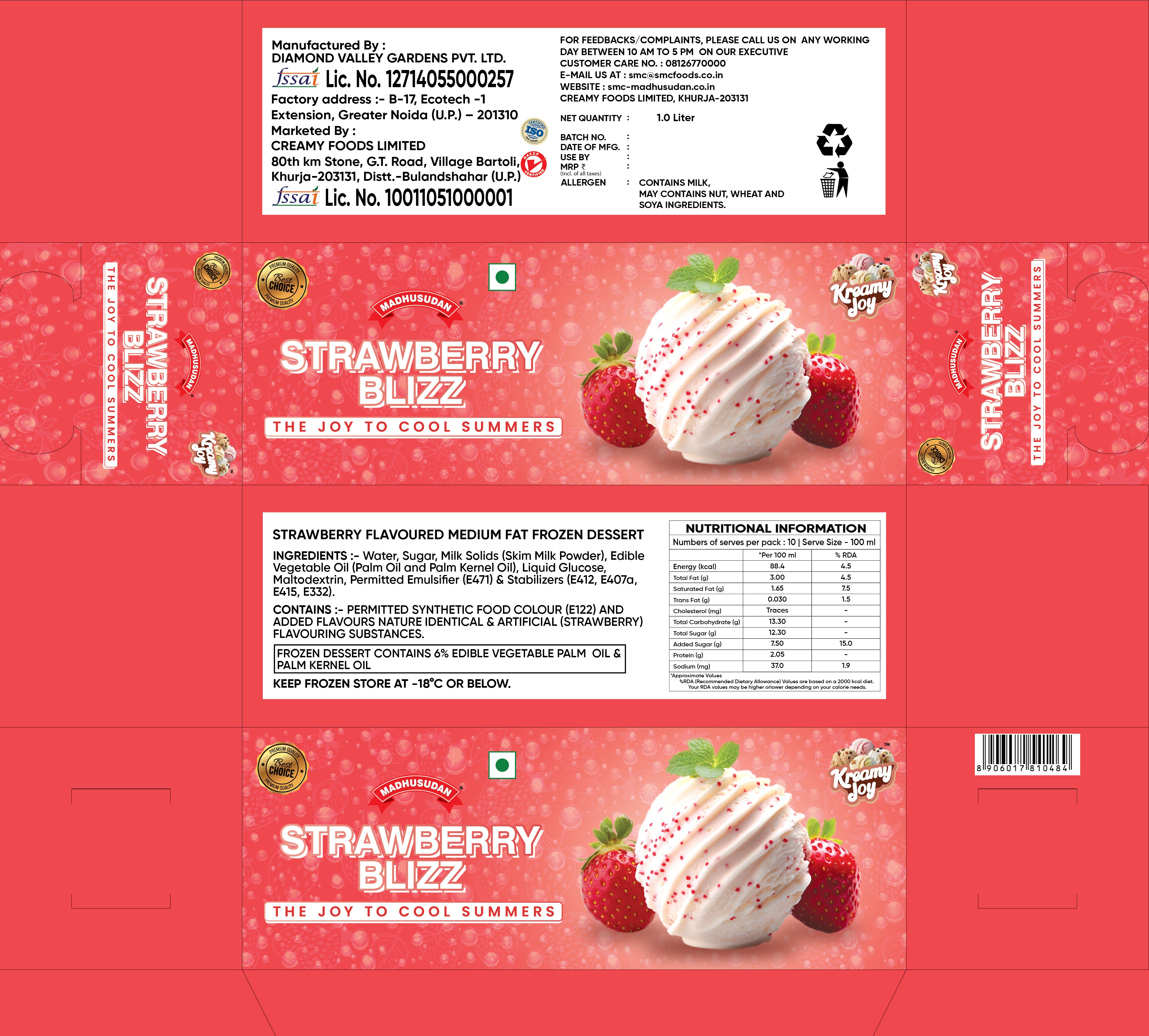 Madhusudan Strawberry Blizz  Frozen Dessert